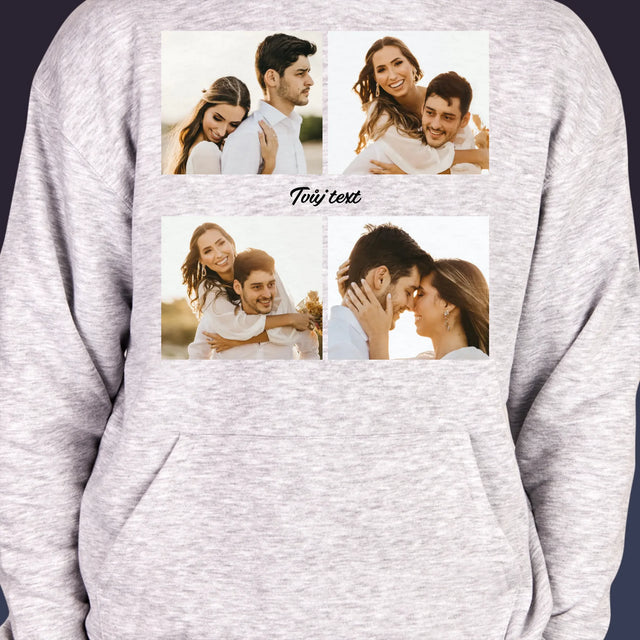 Fotokoláž: 4 Fotky A Nápis - Pánská Mikina S Kapuci