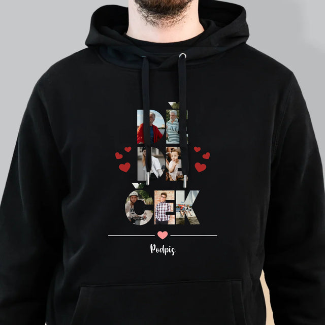 Slovo Z Fotek: Dědeček Z Tvých Fotek - Pánská Mikina S Kapuci