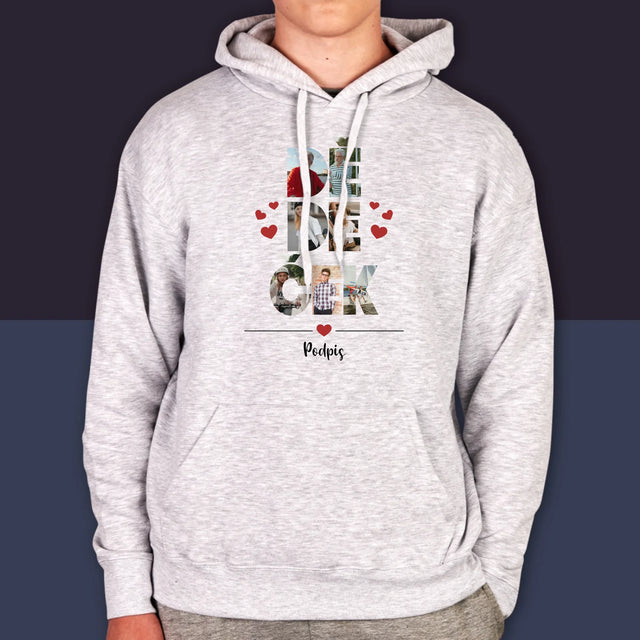 Slovo Z Fotek: Dědeček Z Tvých Fotek - Pánská Mikina S Kapuci