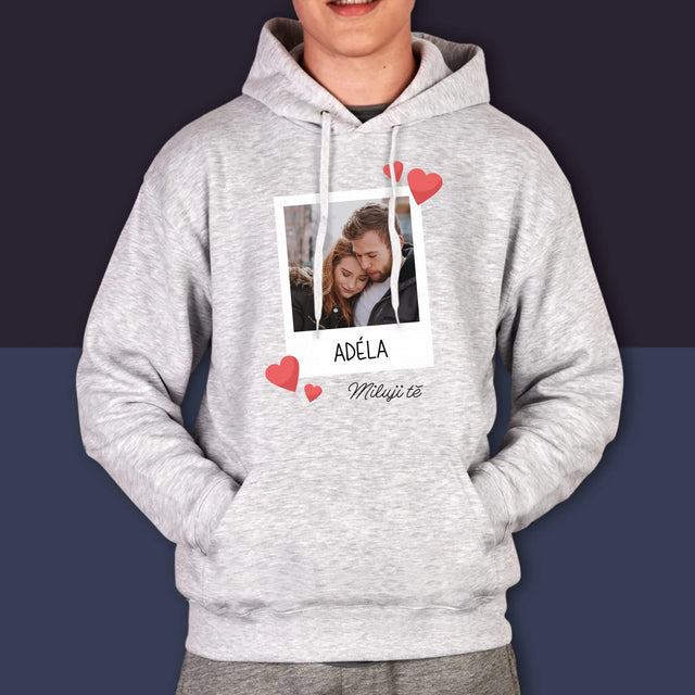 Fotka A Textem: Miluji Tě Fotka - Pánská Mikina S Kapuci