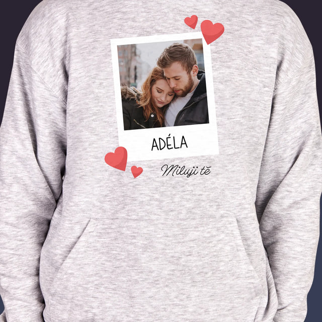 Fotka A Textem: Miluji Tě Fotka - Pánská Mikina S Kapuci