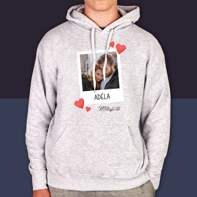 Fotka A Textem: Miluji Tě Fotka - Pánská Mikina S Kapuci