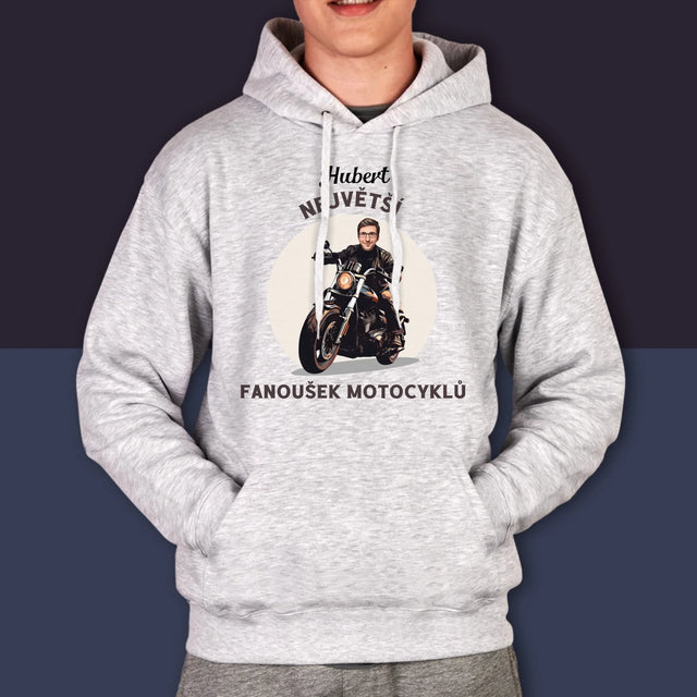 Tvoje Postava: Fanoušek Motocyklů - Pánská Mikina S Kapuci