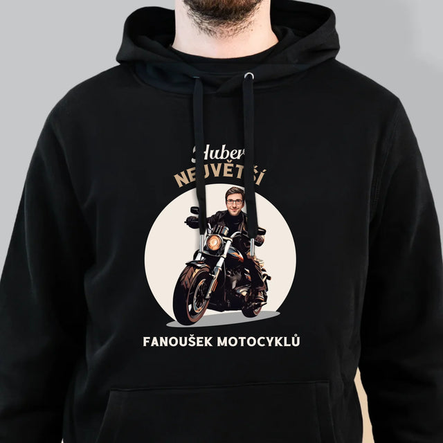 Tvoje Postava: Fanoušek Motocyklů - Pánská Mikina S Kapuci