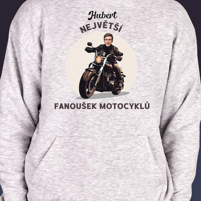 Tvoje Postava: Fanoušek Motocyklů - Pánská Mikina S Kapuci