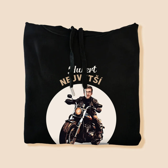 Tvoje Postava: Fanoušek Motocyklů - Pánská Mikina S Kapuci