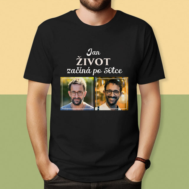 Fotokoláž: Život Začíná Po 50Tce - Pánské Tričko