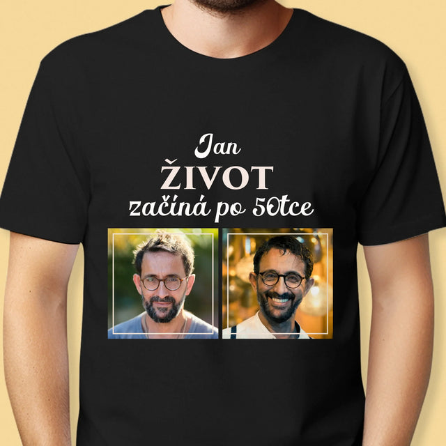 Fotokoláž: Život Začíná Po 50Tce - Pánské Tričko