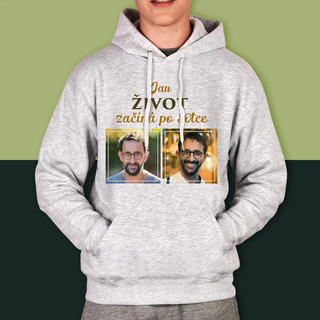 Fotokoláž: Život Začíná Po 50Tce - Pánská Mikina S Kapuci