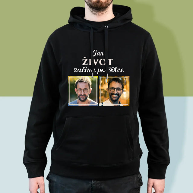 Fotokoláž: Život Začíná Po 50Tce - Pánská Mikina S Kapuci