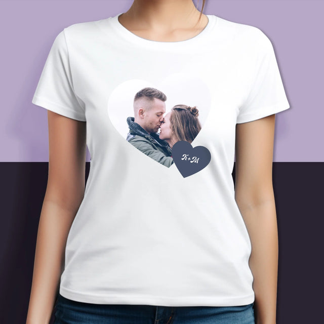 Fotokoláž: Iniciály Srdce - Trička Pro Páry