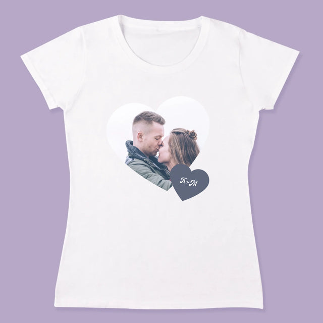 Fotokoláž: Iniciály Srdce - Trička Pro Páry