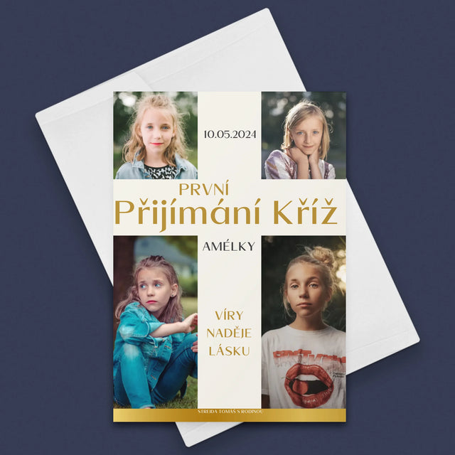 Fotokoláž: První Přijímání Kříž - Přání