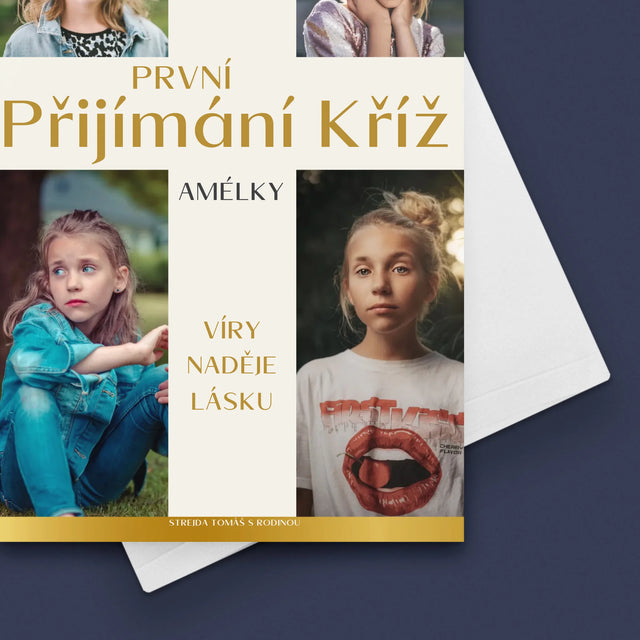 Fotokoláž: První Přijímání Kříž - Přání