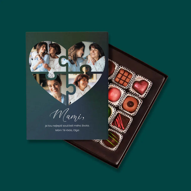 Fotokoláž: Puzzle Srdce Pro Mámu - Pralinky