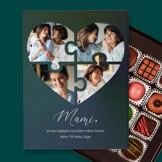 Fotokoláž: Puzzle Srdce Pro Mámu - Pralinky