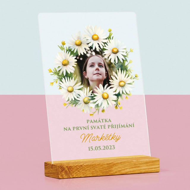 Fotka A Textem: Památka Na Svaté Přijímání Sedmikrásky - Tisk Na Akrylovém Skle