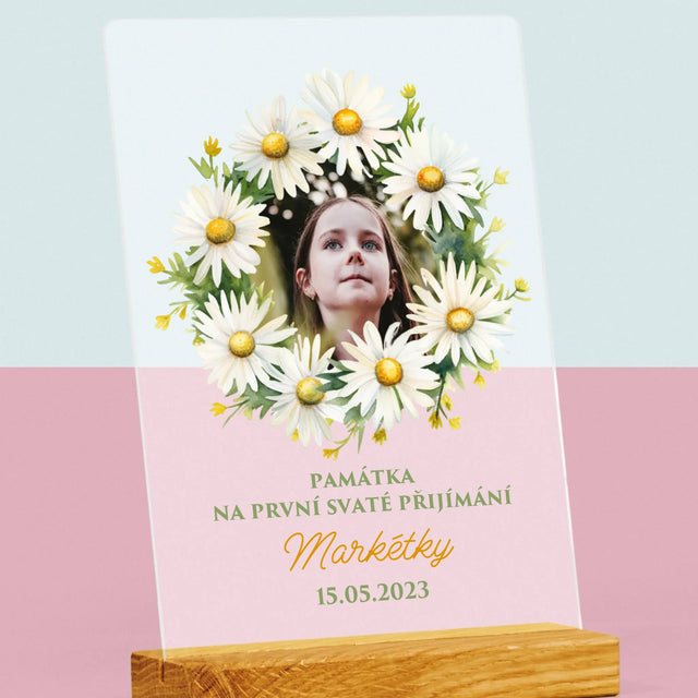 Fotka A Textem: Památka Na Svaté Přijímání Sedmikrásky - Tisk Na Akrylovém Skle