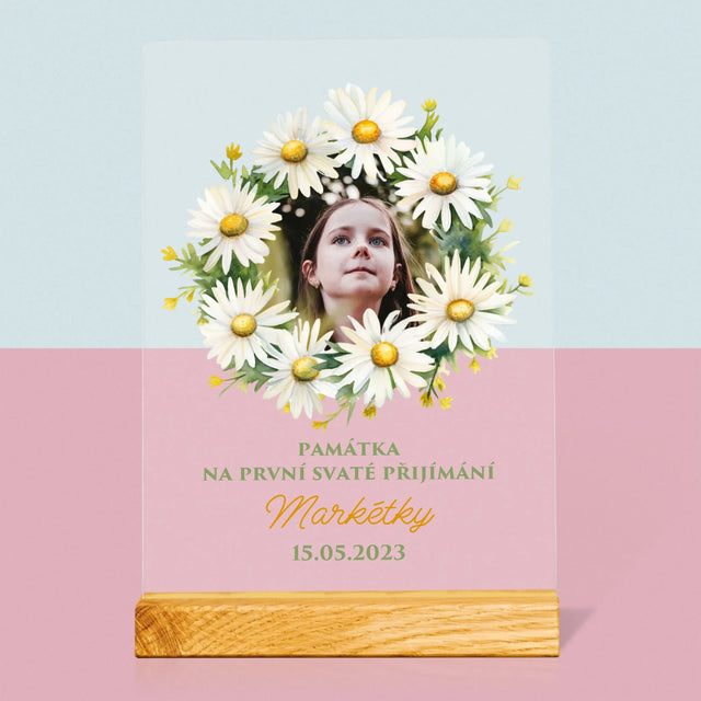 Fotka A Textem: Památka Na Svaté Přijímání Sedmikrásky - Tisk Na Akrylovém Skle