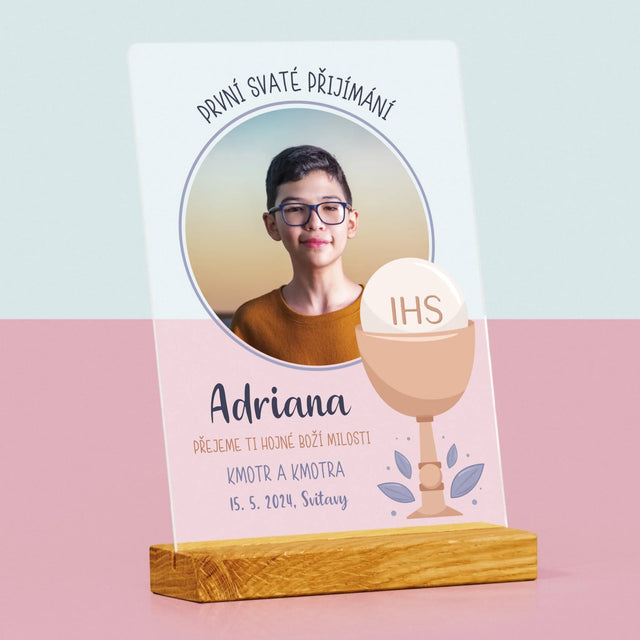 Fotka A Textem: První Svaté Přijímání - Tisk Na Akrylovém Skle