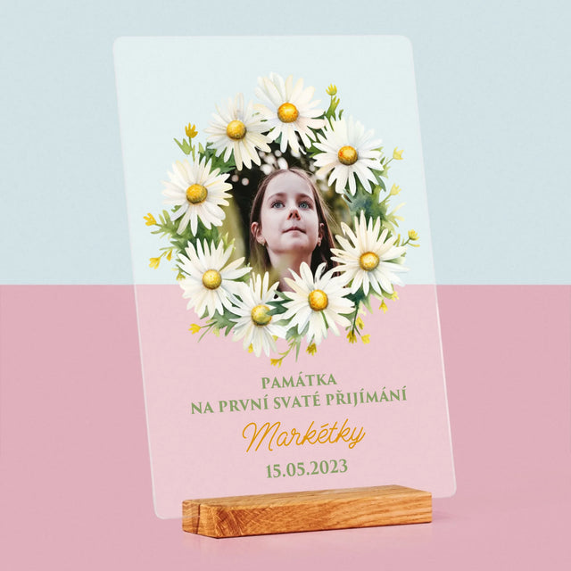 Fotka A Textem: Památka Na Svaté Přijímání Sedmikrásky - Tisk Na Akrylovém Skle