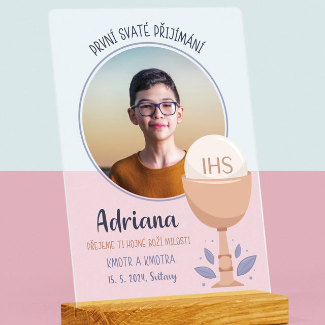 Fotka A Textem: První Svaté Přijímání - Tisk Na Akrylovém Skle