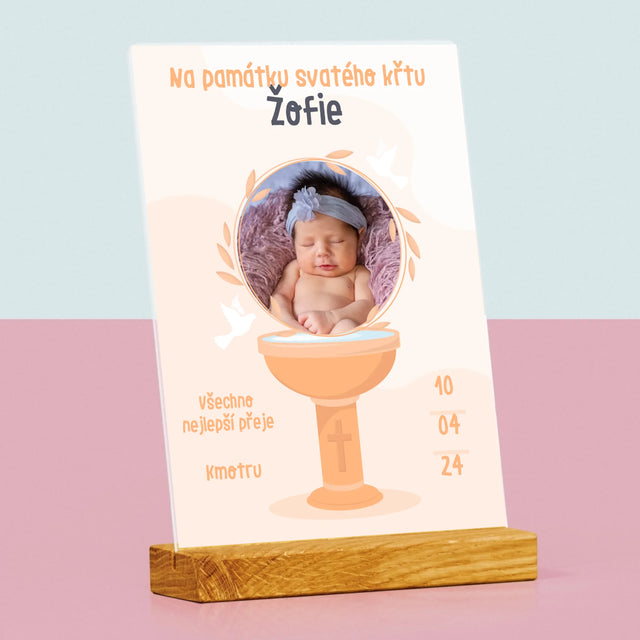 Fotka A Textem: Na Památku Svatého Křtu - Tisk Na Akrylovém Skle