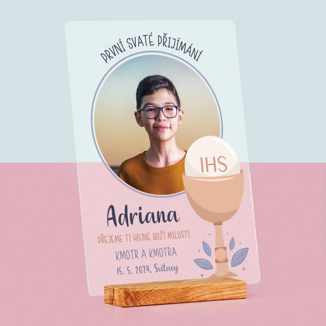 Fotka A Textem: První Svaté Přijímání - Tisk Na Akrylovém Skle