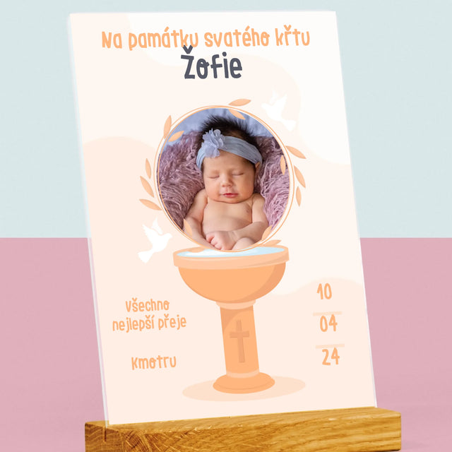 Fotka A Textem: Na Památku Svatého Křtu - Tisk Na Akrylovém Skle