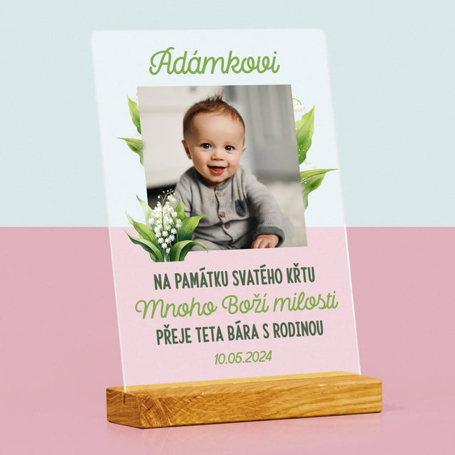 Fotka A Textem: Památka Na Křest Konvalinky - Tisk Na Akrylovém Skle