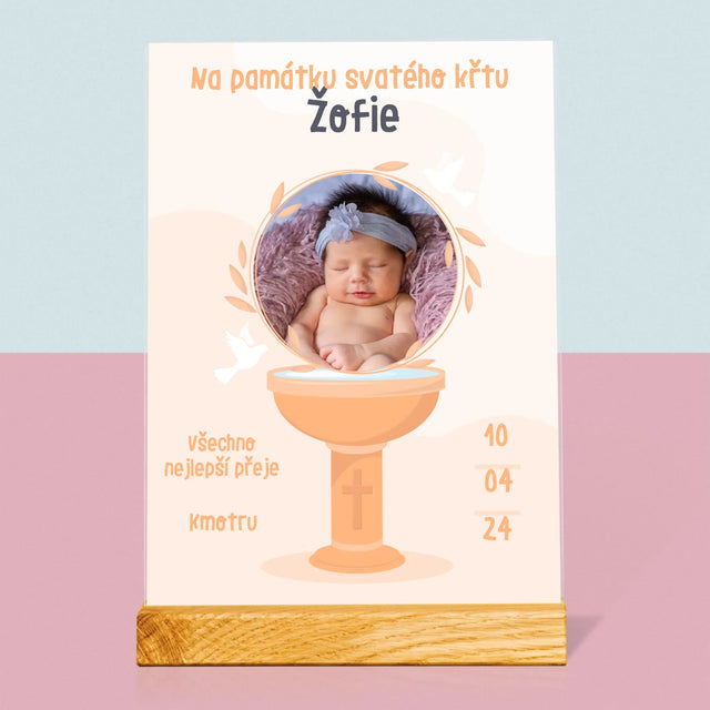 Fotka A Textem: Na Památku Svatého Křtu - Tisk Na Akrylovém Skle