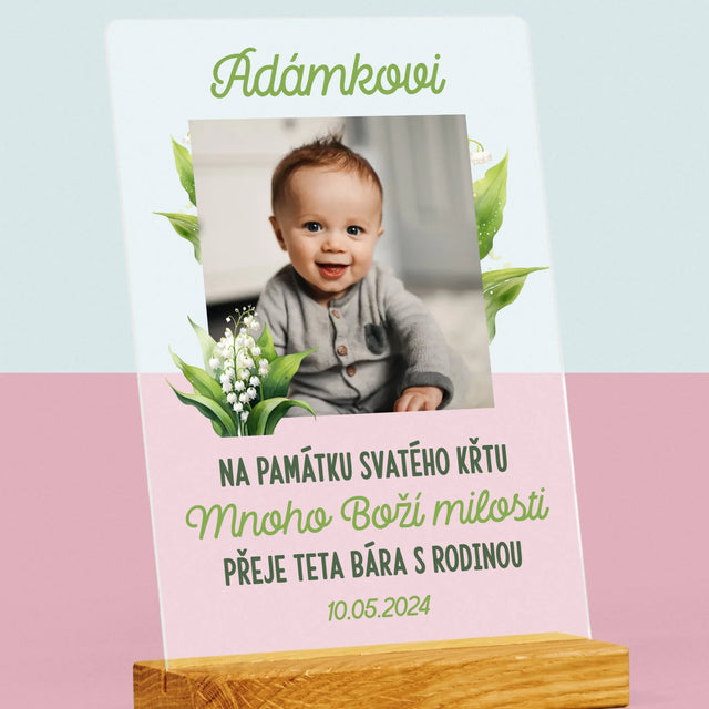 Fotka A Textem: Památka Na Křest Konvalinky - Tisk Na Akrylovém Skle