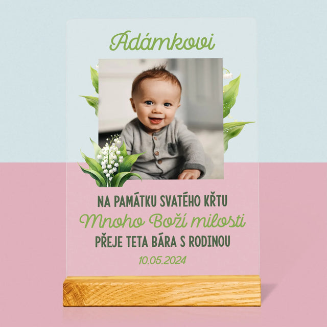 Fotka A Textem: Památka Na Křest Konvalinky - Tisk Na Akrylovém Skle