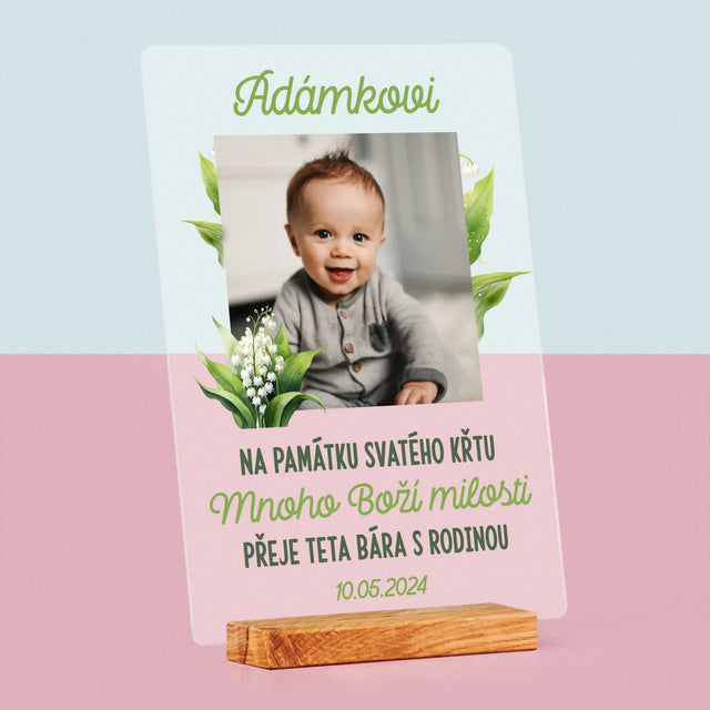 Fotka A Textem: Památka Na Křest Konvalinky - Tisk Na Akrylovém Skle
