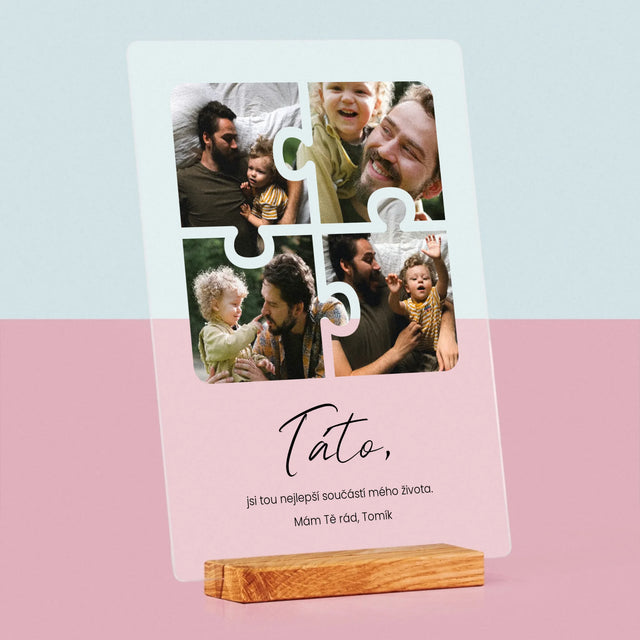 Fotokoláž: Puzzle Fotky Pro Tátu - Tisk Na Akrylovém Skle