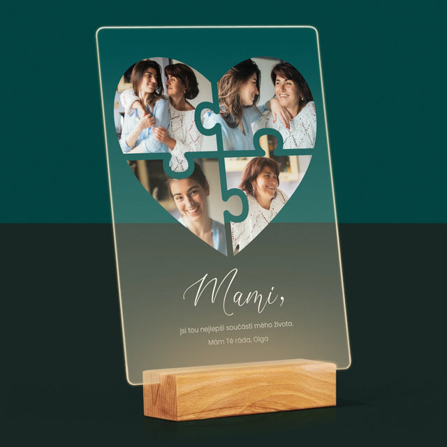 Fotokoláž: Puzzle Srdce Pro Mámu - Tisk Na Akrylovém Skle