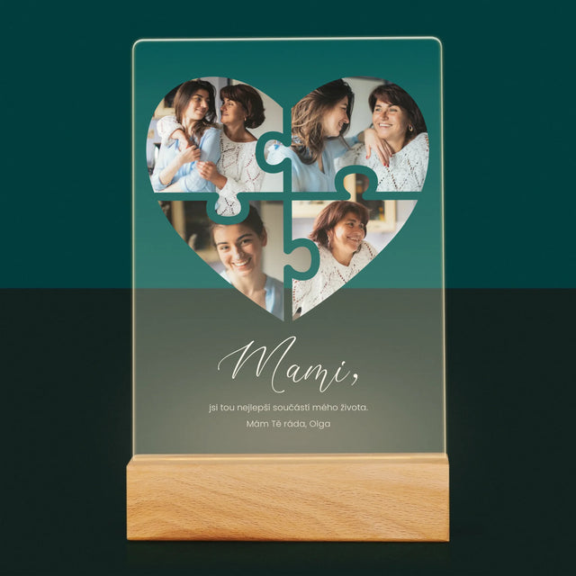 Fotokoláž: Puzzle Srdce Pro Mámu - Tisk Na Akrylovém Skle