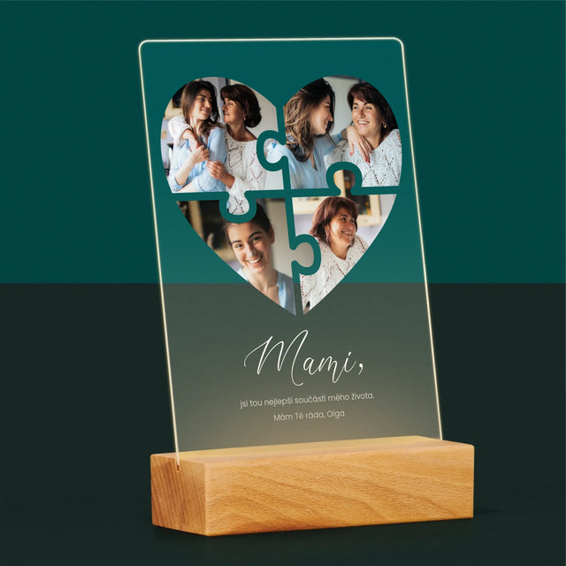 Fotokoláž: Puzzle Srdce Pro Mámu - Tisk Na Akrylovém Skle