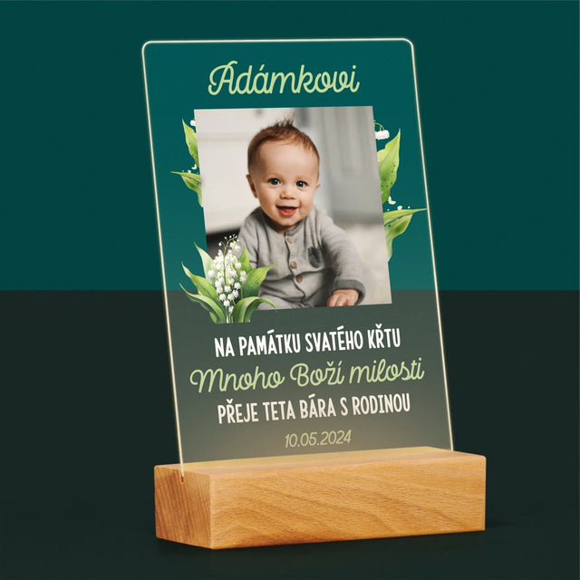 Fotka A Textem: Památka Na Křest Konvalinky - Tisk Na Akrylovém Skle