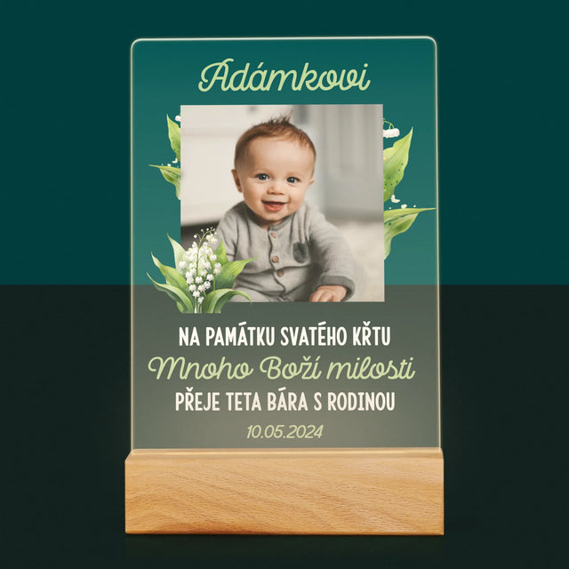 Fotka A Textem: Památka Na Křest Konvalinky - Tisk Na Akrylovém Skle