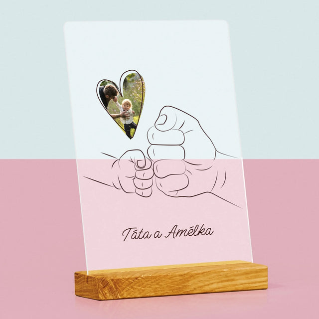 Fotka A Textem: Táta Dítě Ručička - Tisk Na Akrylovém Skle