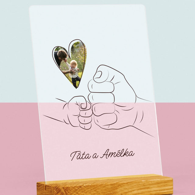 Fotka A Textem: Táta Dítě Ručička - Tisk Na Akrylovém Skle