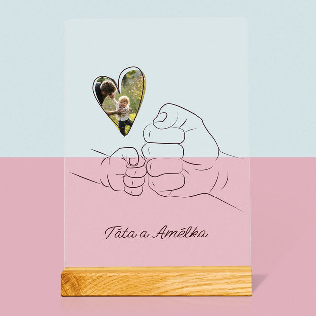 Fotka A Textem: Táta Dítě Ručička - Tisk Na Akrylovém Skle
