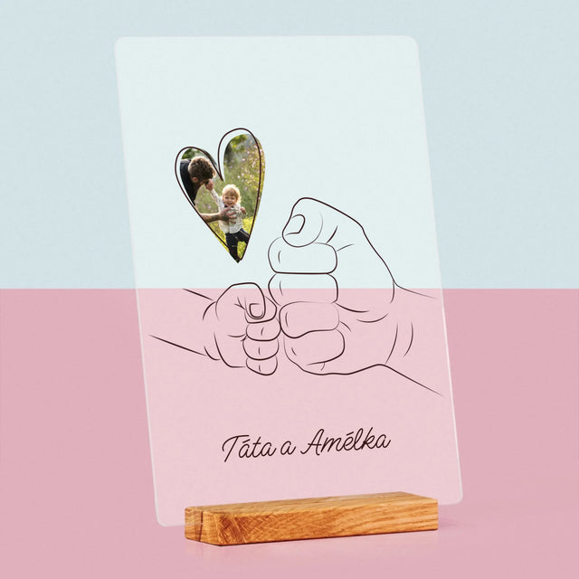 Fotka A Textem: Táta Dítě Ručička - Tisk Na Akrylovém Skle