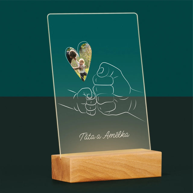 Fotka A Textem: Táta Dítě Ručička - Tisk Na Akrylovém Skle