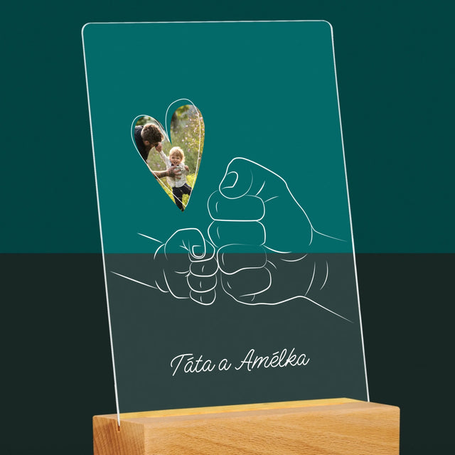 Fotka A Textem: Táta Dítě Ručička - Tisk Na Akrylovém Skle
