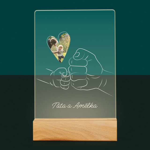 Fotka A Textem: Táta Dítě Ručička - Tisk Na Akrylovém Skle
