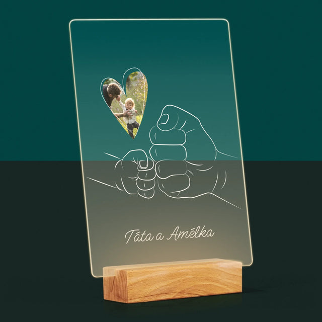 Fotka A Textem: Táta Dítě Ručička - Tisk Na Akrylovém Skle