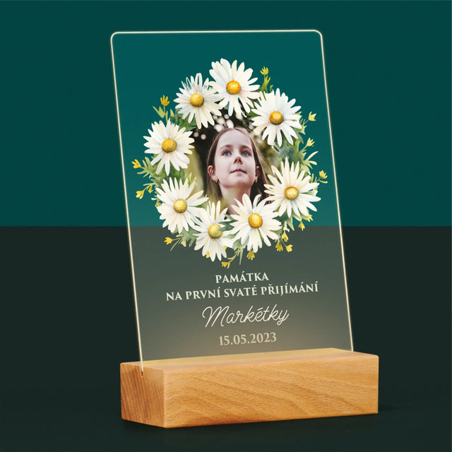 Fotka A Textem: Památka Na Svaté Přijímání Sedmikrásky - Tisk Na Akrylovém Skle