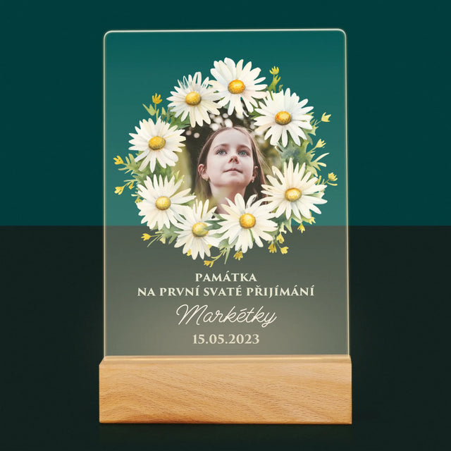 Fotka A Textem: Památka Na Svaté Přijímání Sedmikrásky - Tisk Na Akrylovém Skle